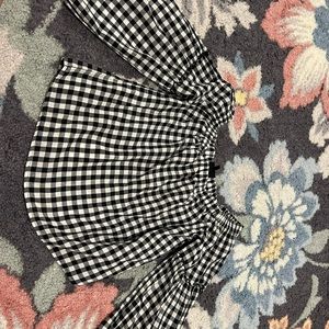 Plaid Bell Sleeve off the shoulder top